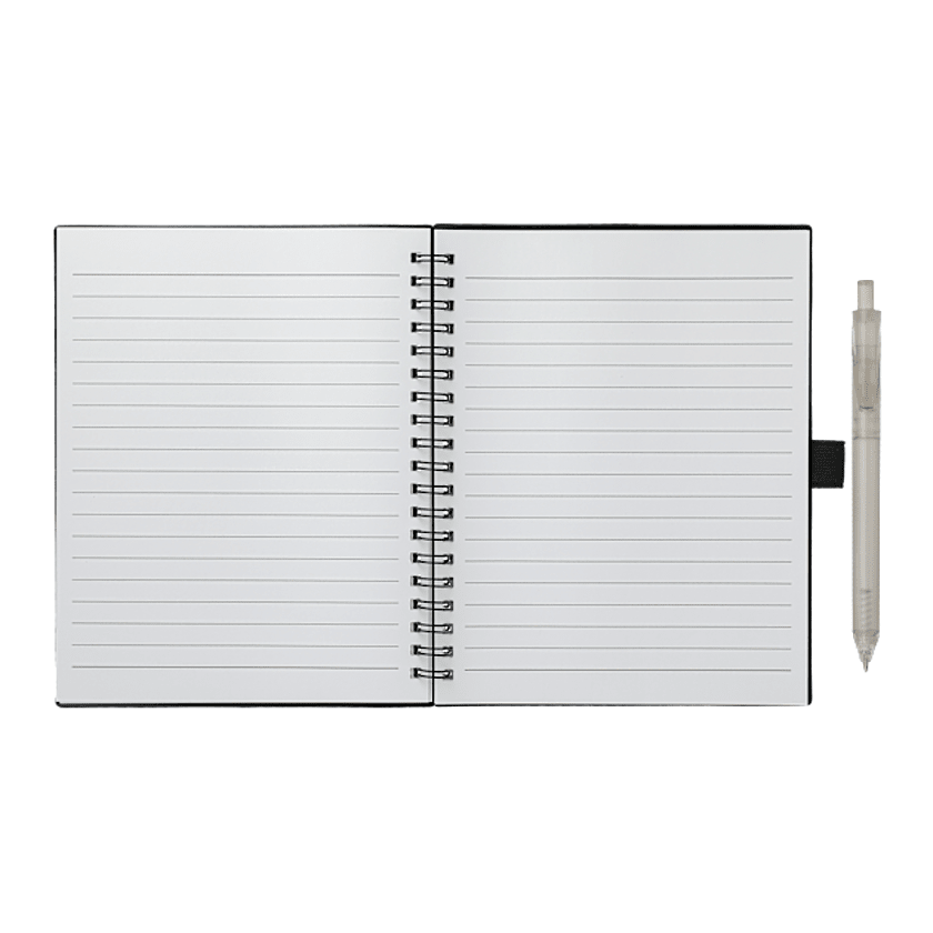5.5” x 7” FSC® Recycled Spiral Notebook w/ RPET Pen