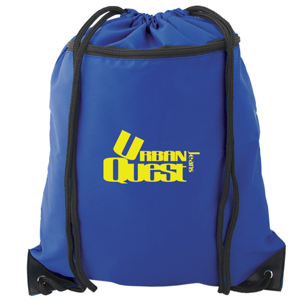 Drawstring Backpack: Front Zippered Pocket