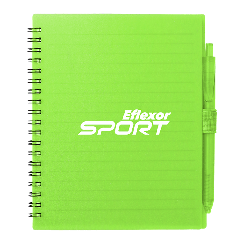 5.5” x 7” FSC® Recycled Spiral Notebook w/ RPET Pen