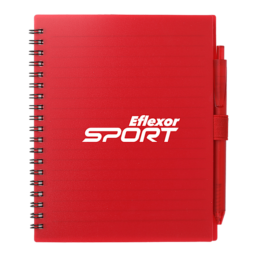 5.5” x 7” FSC® Recycled Spiral Notebook w/ RPET Pen
